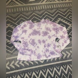 Nordstrom BP size medium purple and white tie dye ruffle bottom sweatshirt NWT